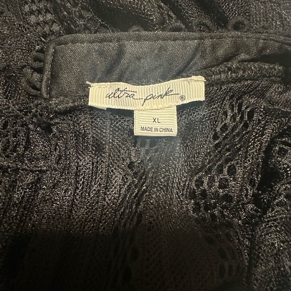 Ultra Pink black lace long sleeve shirt blouse size XL - Picture 5 of 8